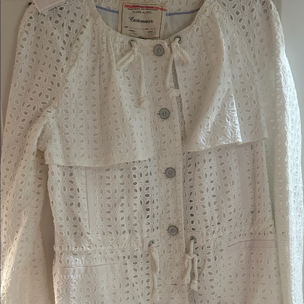 Anthropologie White Eyelet Jacket